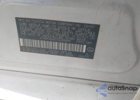 2007 Lexus Is 250 z USA, uszkodzony, nr VIN JTHBK262572042684